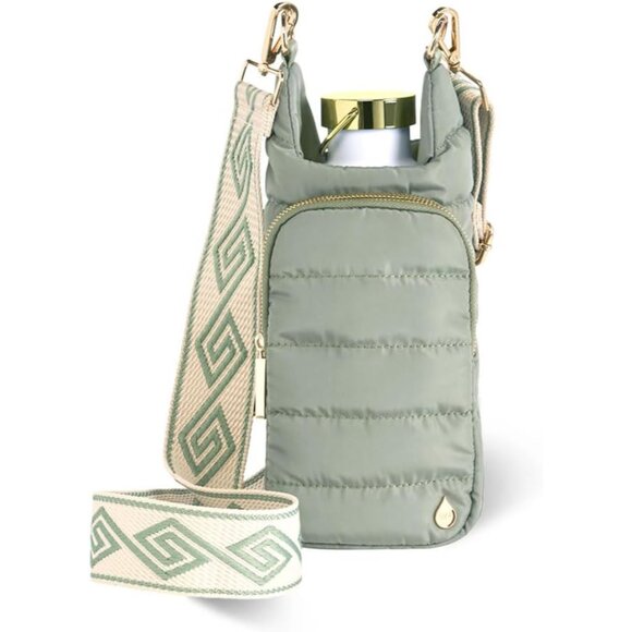 Sage Green HydroBag: Hands-Free Crossbody Water Bottle Holder & Phone Pocket - Picture 1 of 6